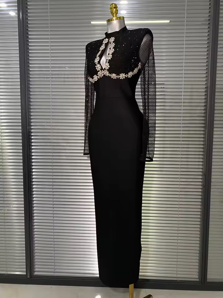 Sparkly Diamonds Long Sleeve Maxi Bandage