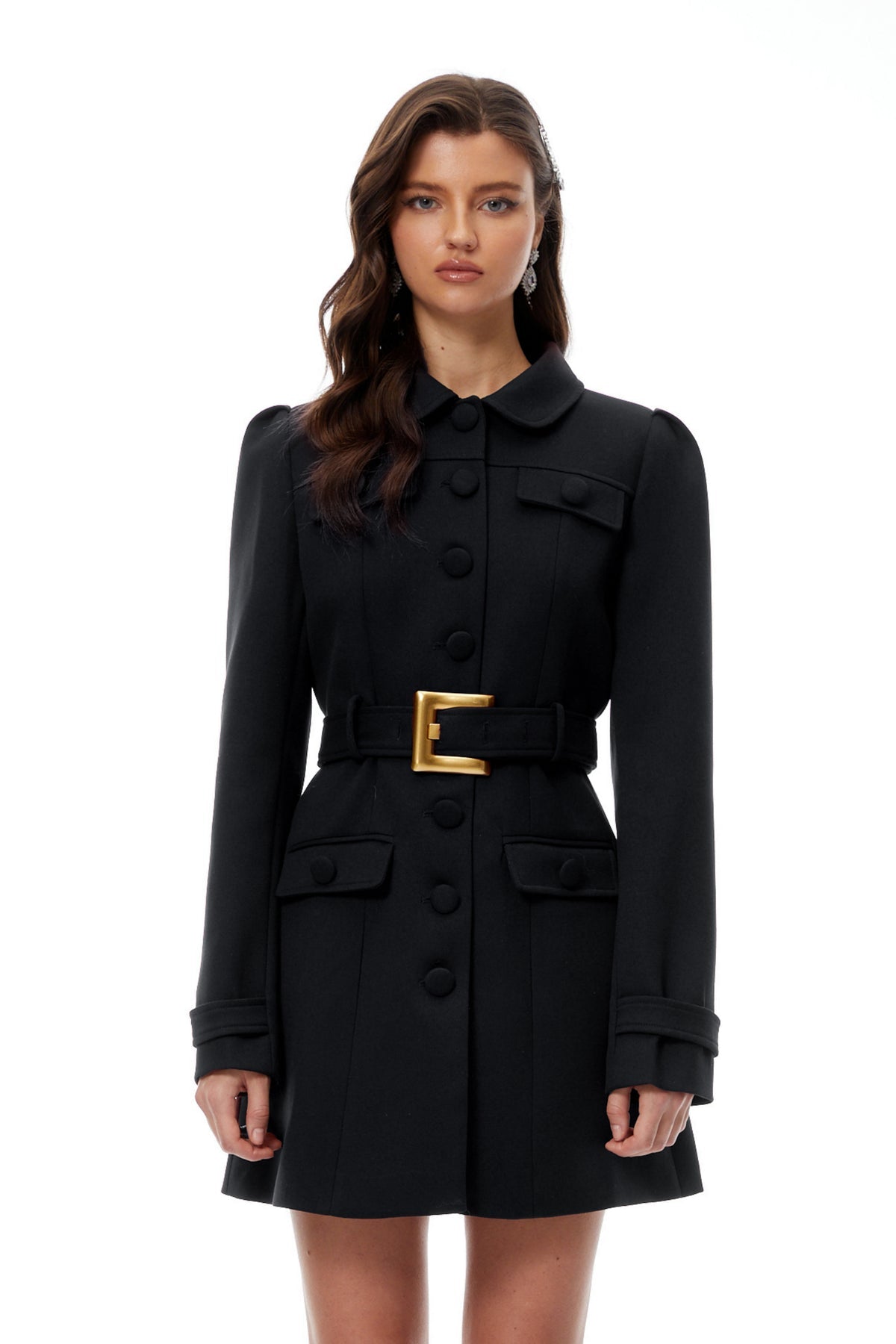 Black Belted Mini Blazer Dress