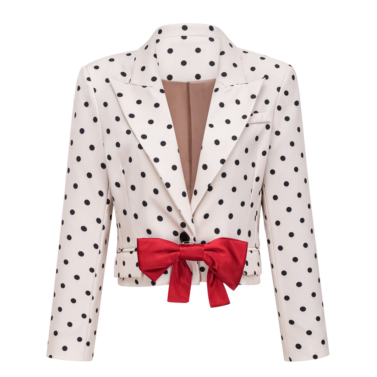 White Bowknot Polka Dot Short Jacket