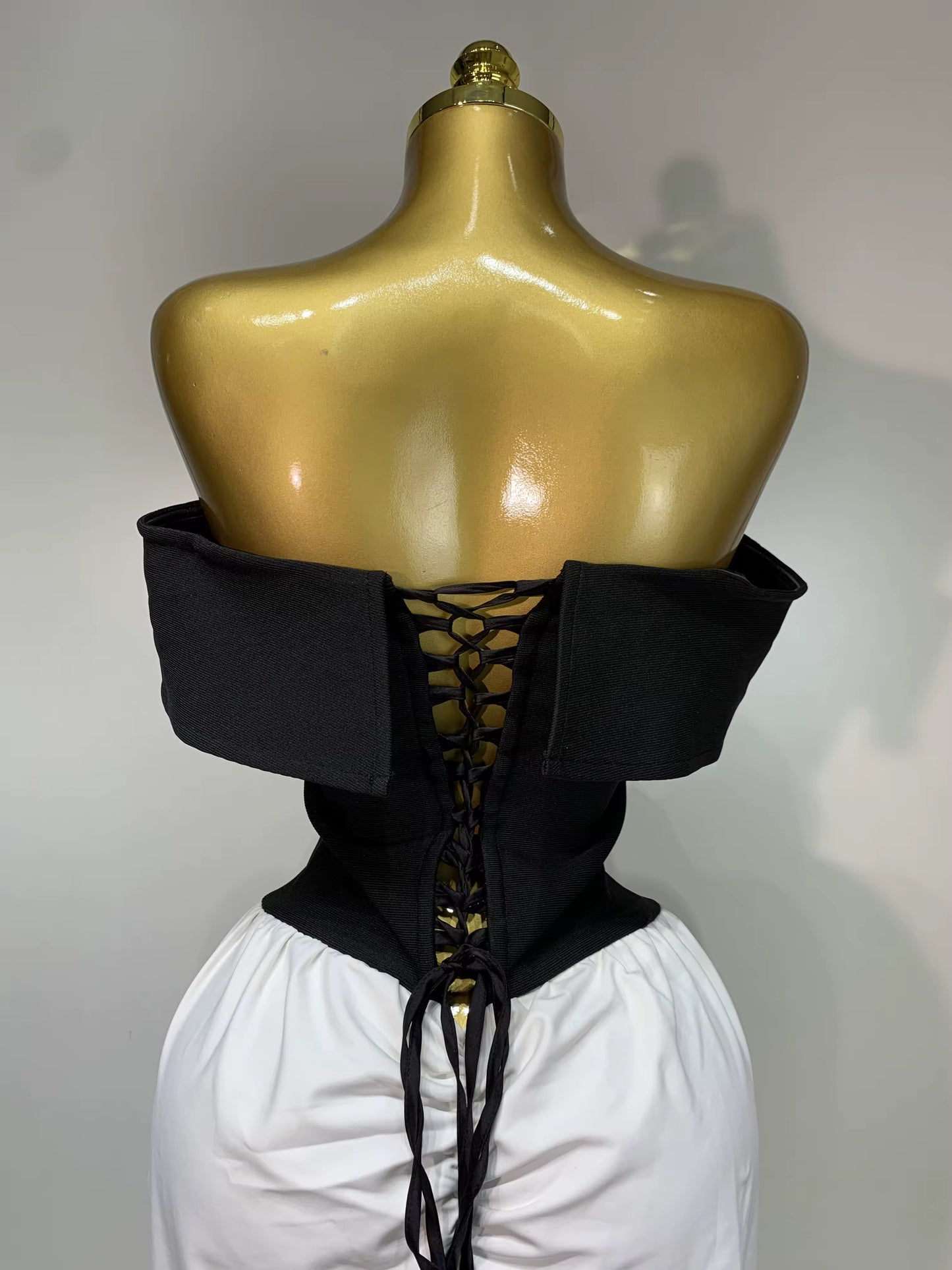 Off Shoulder Black And White Bandage Mermaid Long dress