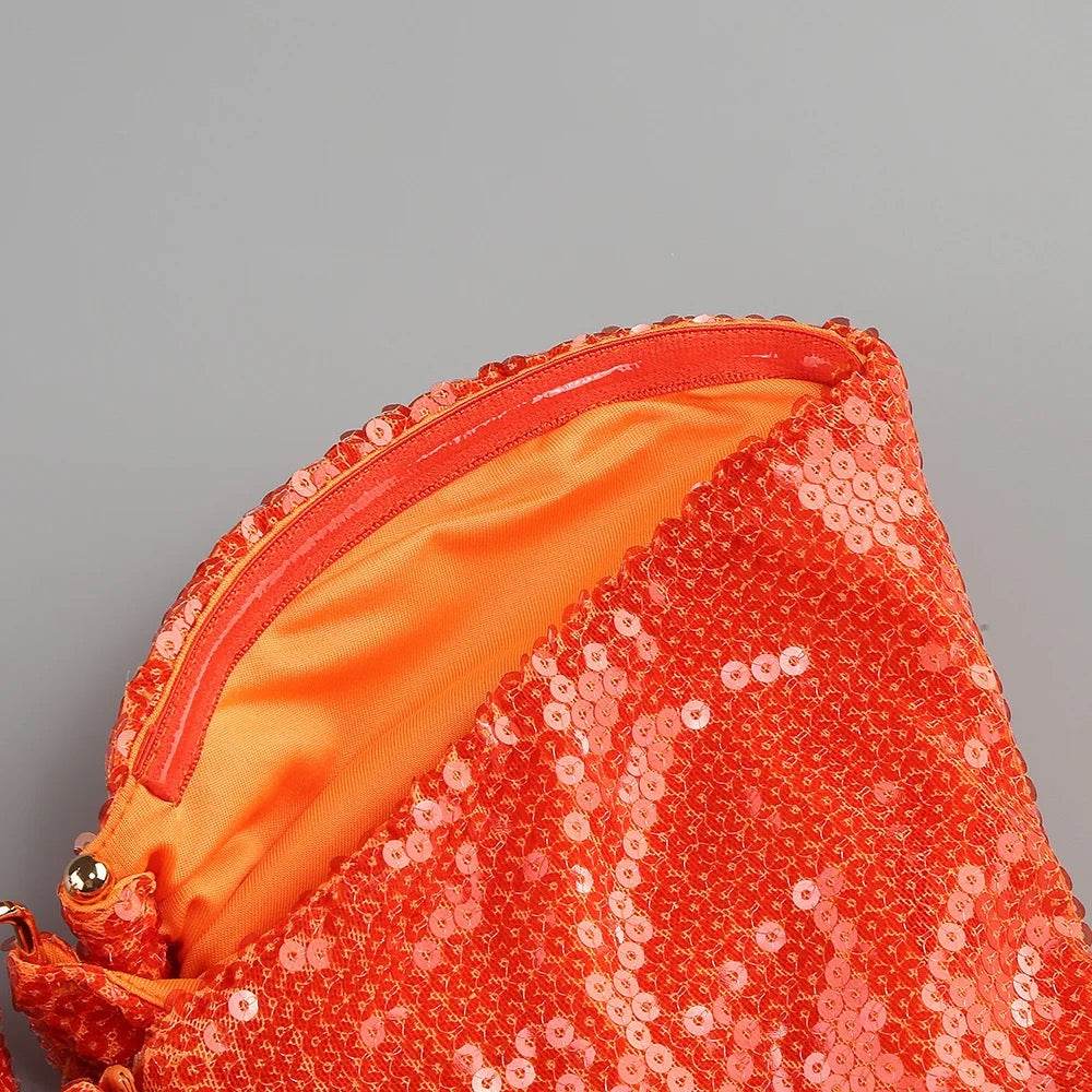 Strapless Orange Strapless Strapless Sequin Cut Out Tight Midi dress - REBECATHELABEL