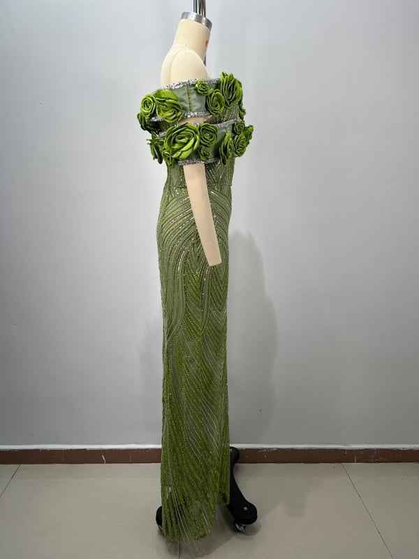 Emerald Bloom Goddess Gown
