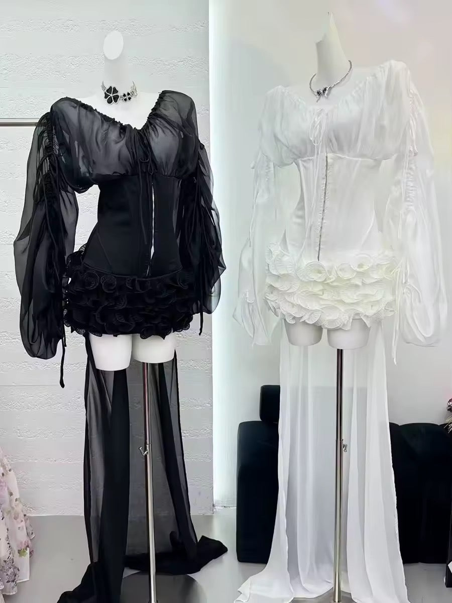 Solid Spliced Appliques Slimming Dress