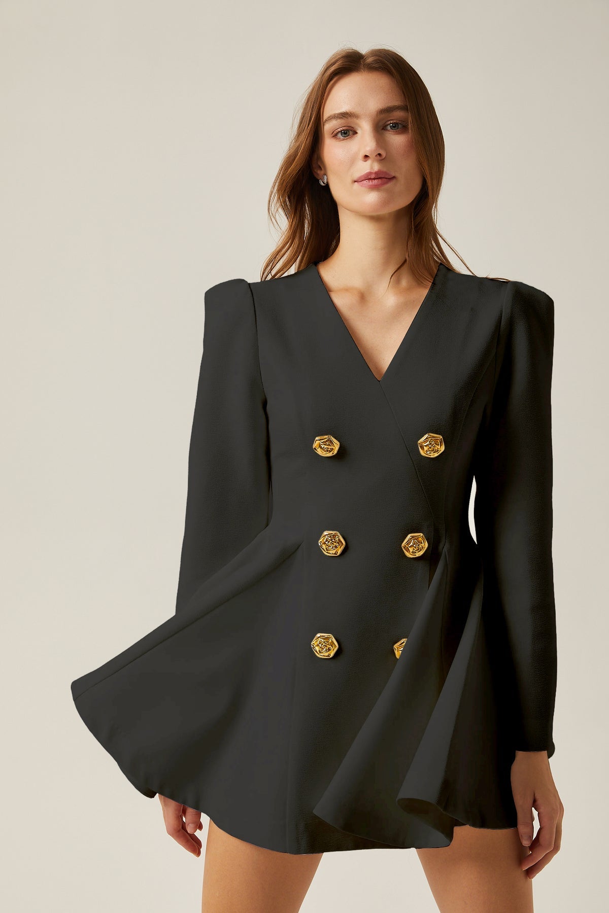 peplum-hem blazer dress in Black
