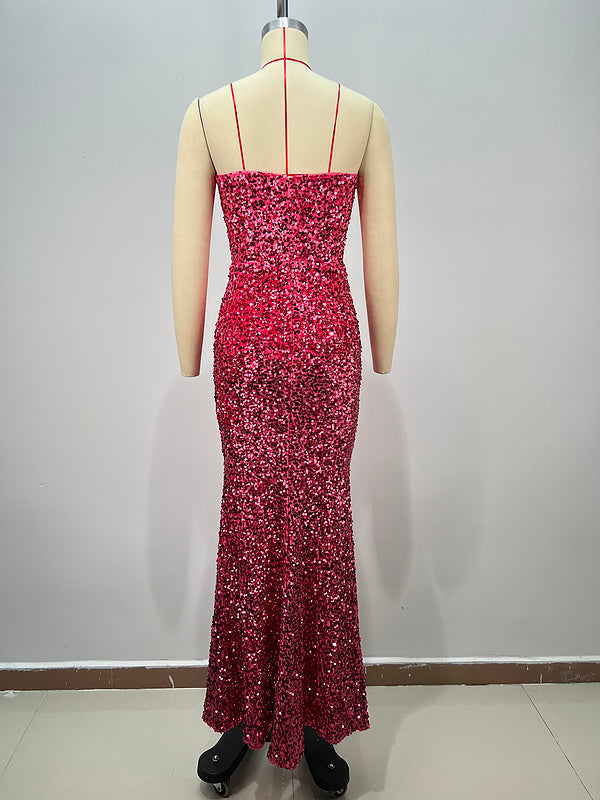 Lace Tulle Sweetheart Sleeveless sequin dress