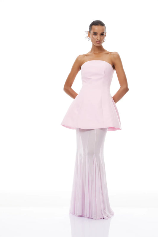 Pink Corset Dress & Mesh Skirt Set