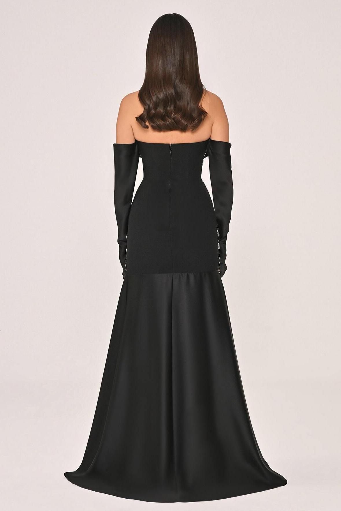 Satin Splicing Bandage Rhinestone Maxi Dress