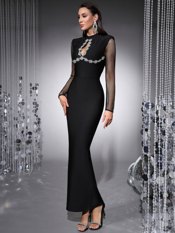 Sparkly Diamonds Long Sleeve Maxi Bandage