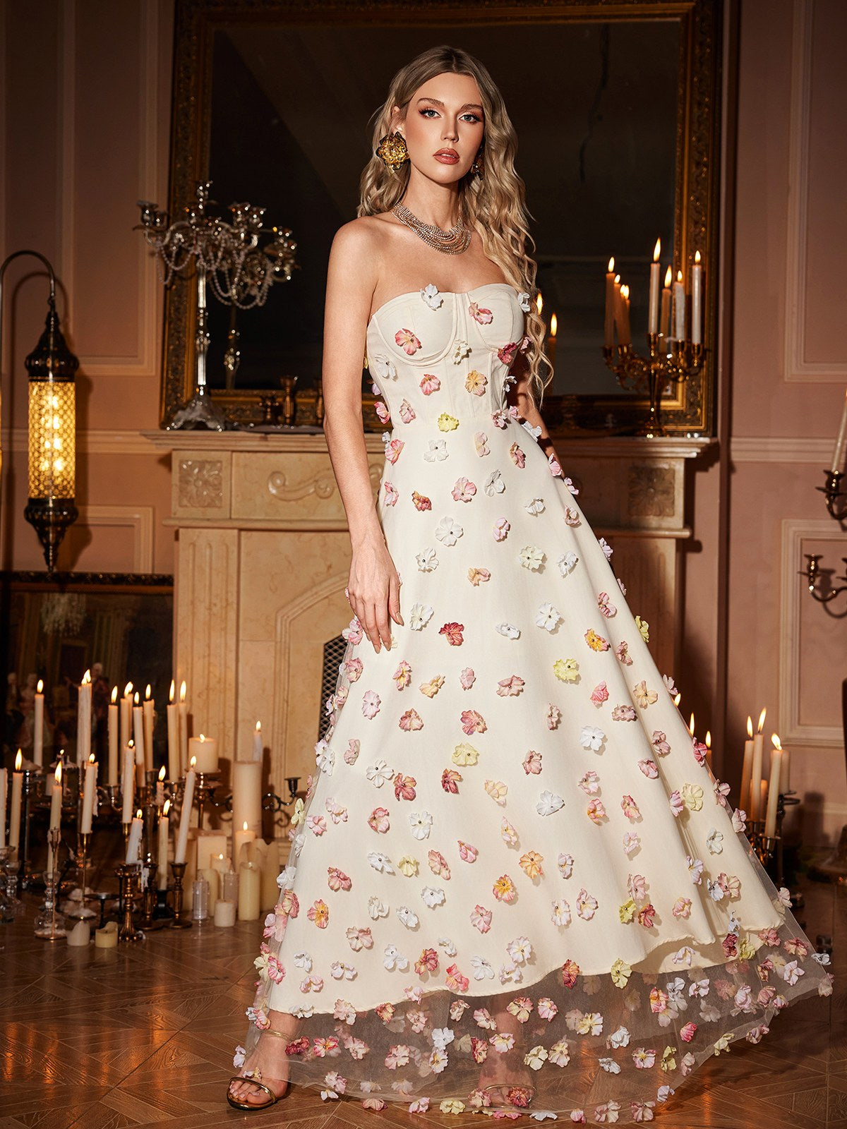 Spliced Appliques Elegant Dress