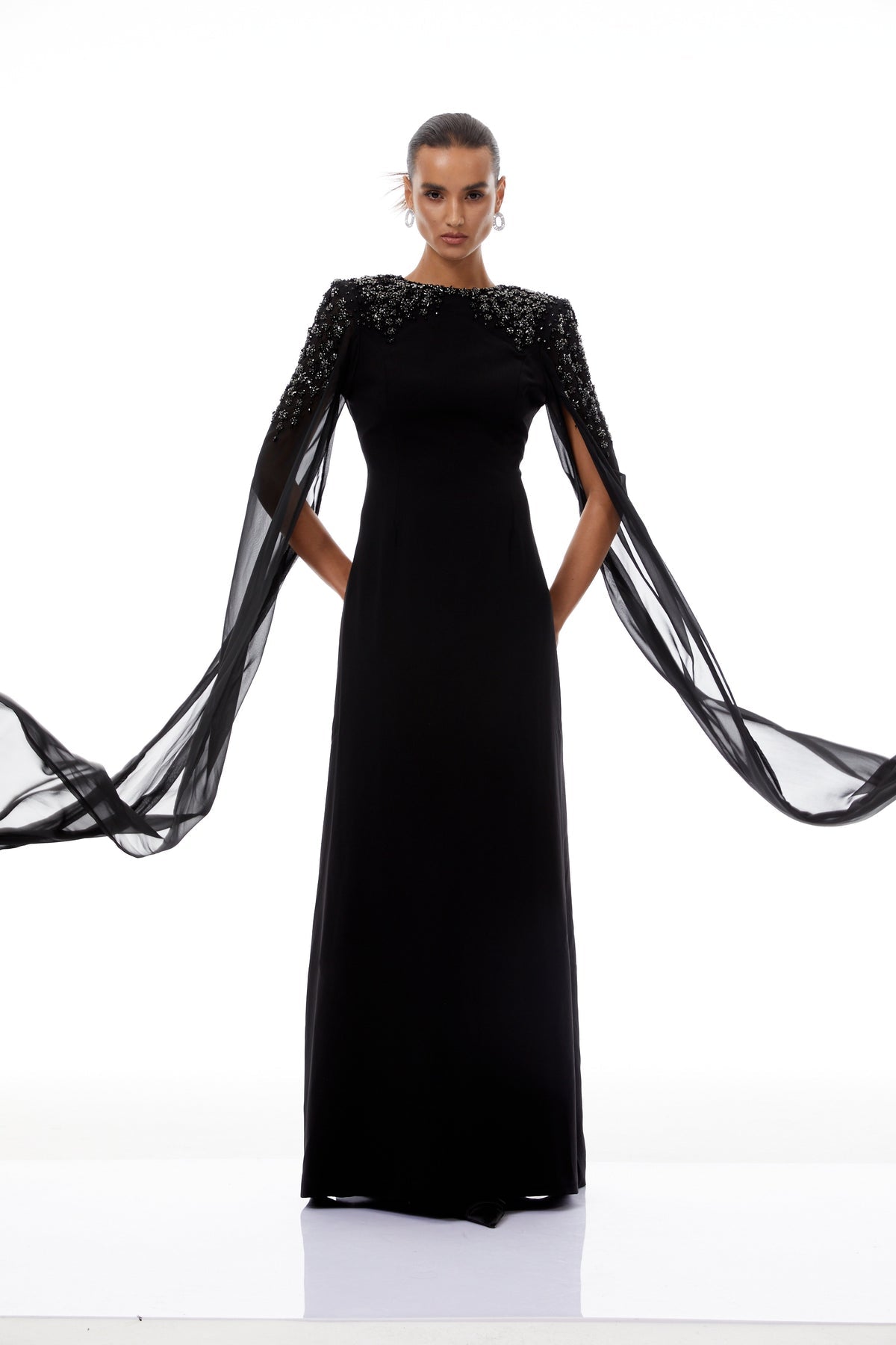 Black Embellished Maxi Gown