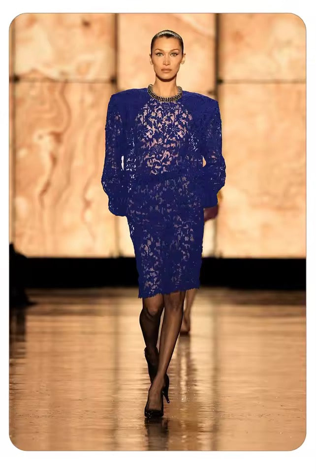 Oversized Sleeve Sheer Party Evening Dress