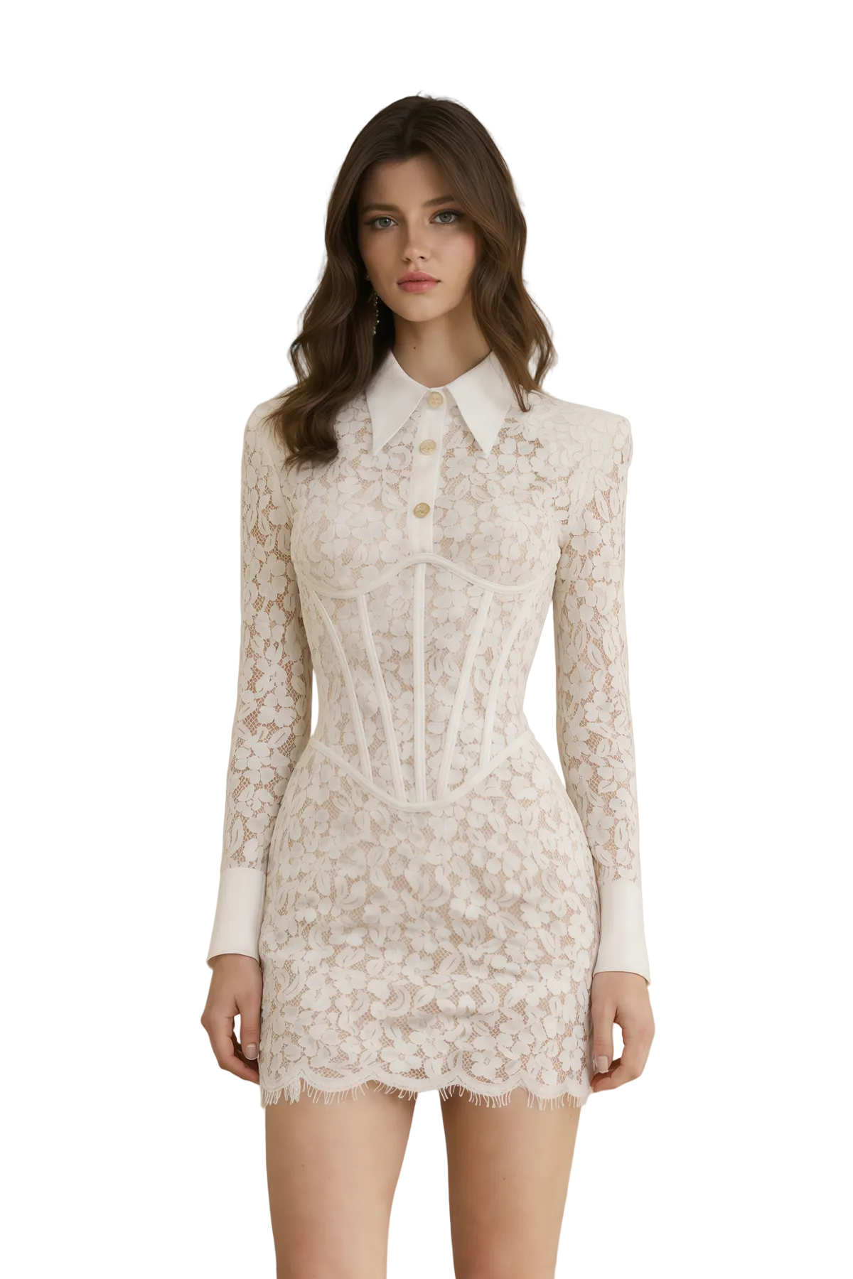 White Floral Lace Bodycon Mini Dress