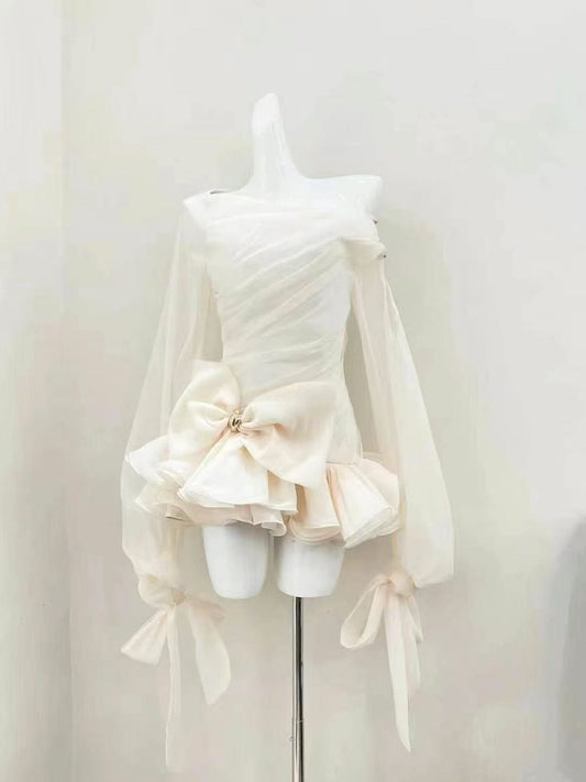 Solid Spliced Appliques Slimming Mini Dress