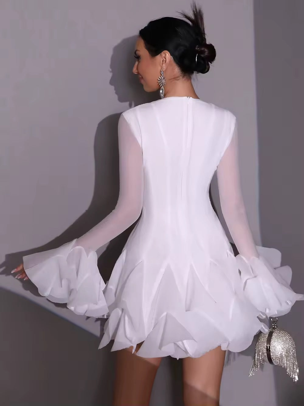 Spliced Ruffles Pleated Elegant Dress