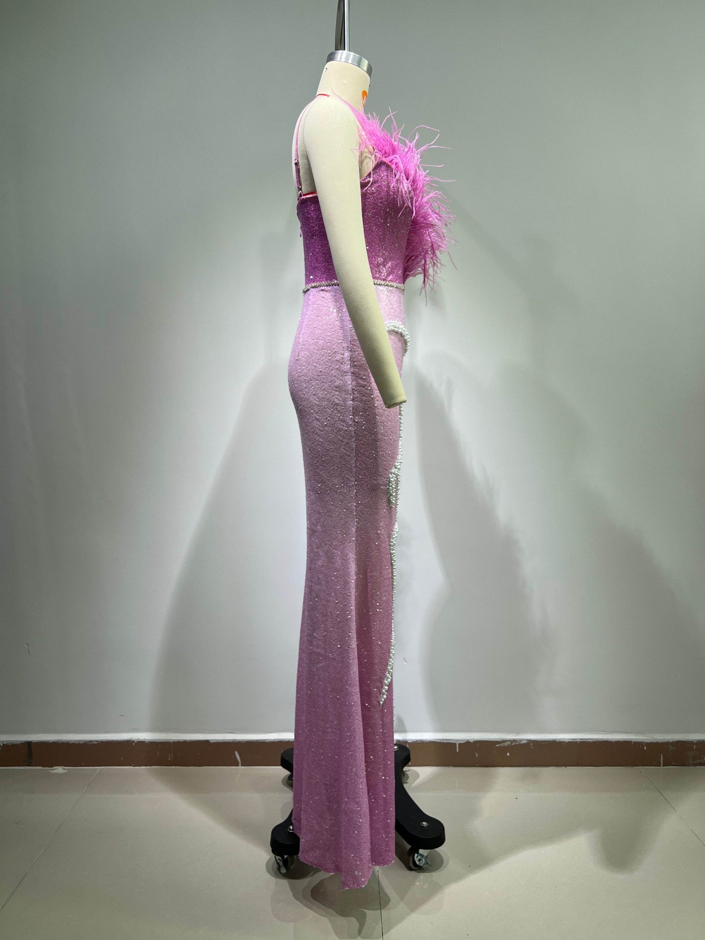 Oley maxi feather floor length dress - REBECATHELABEL