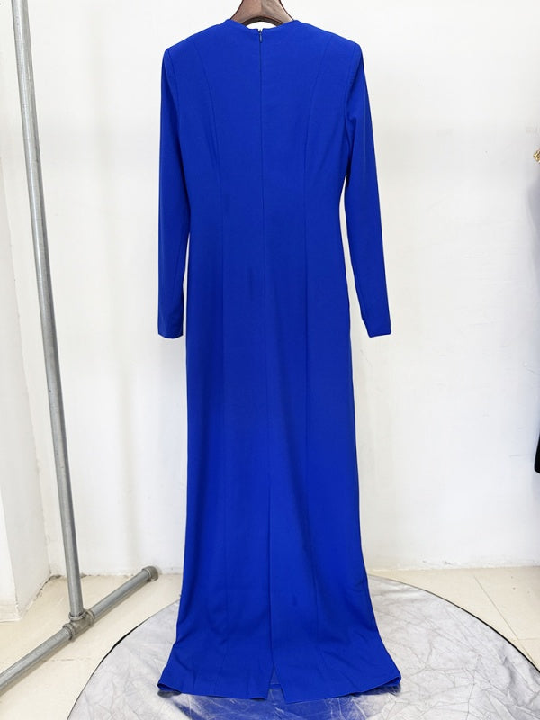 Crew Neck Elegant Evening Dress and Classic Long Sleeve dress
