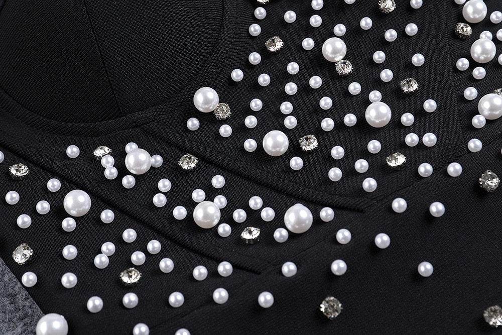 Unique Diamond Asymmetric Ruffle Edge Mesh Strapless dress - REBECATHELABEL