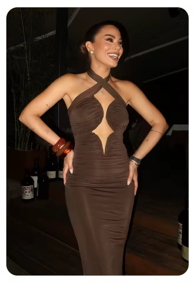 Halter Neck Cut-Out Maxi Dress