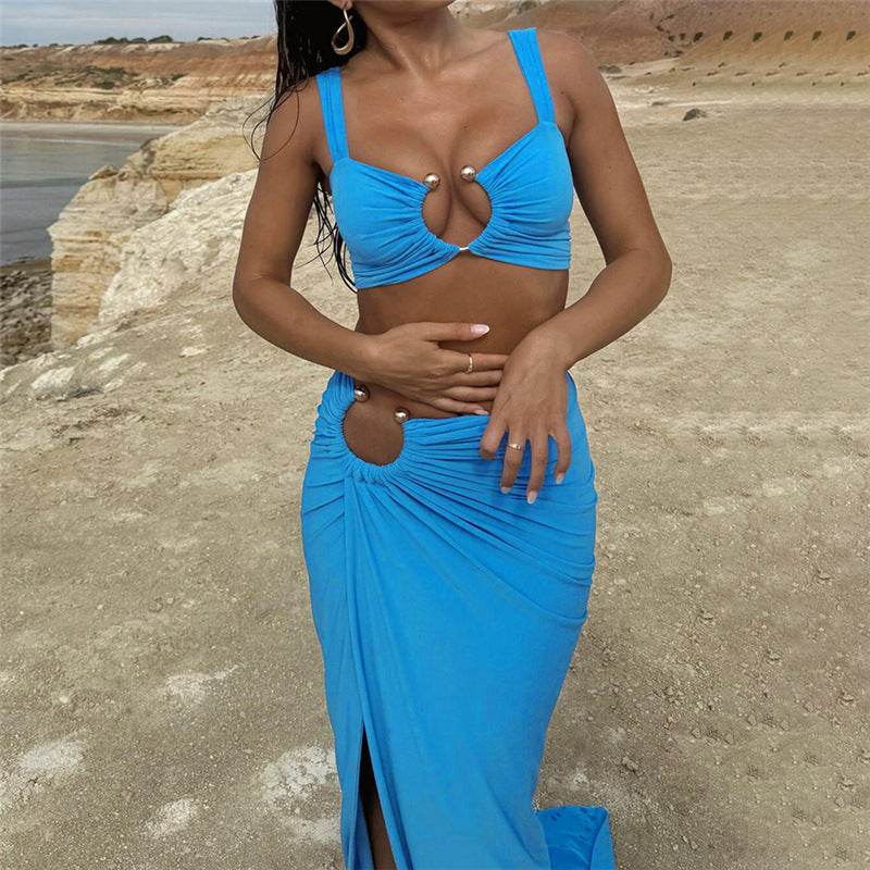 Cropped Tank Top High Waist Hip Bag Skirt Set - REBECATHELABEL