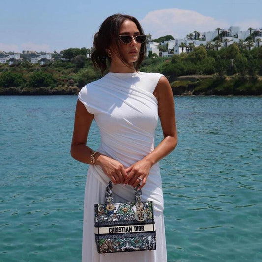 Round Neck Knitted Drop Tight Maxi Dress - REBECATHELABEL