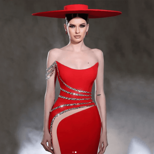 Sleeveless Diamond Mesh Mermaid Maxi Long Bodycon Bandage dress - REBECATHELABEL