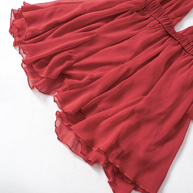 Low Cut Deep V Plunge Bare Back Tied Dress - REBECATHELABEL