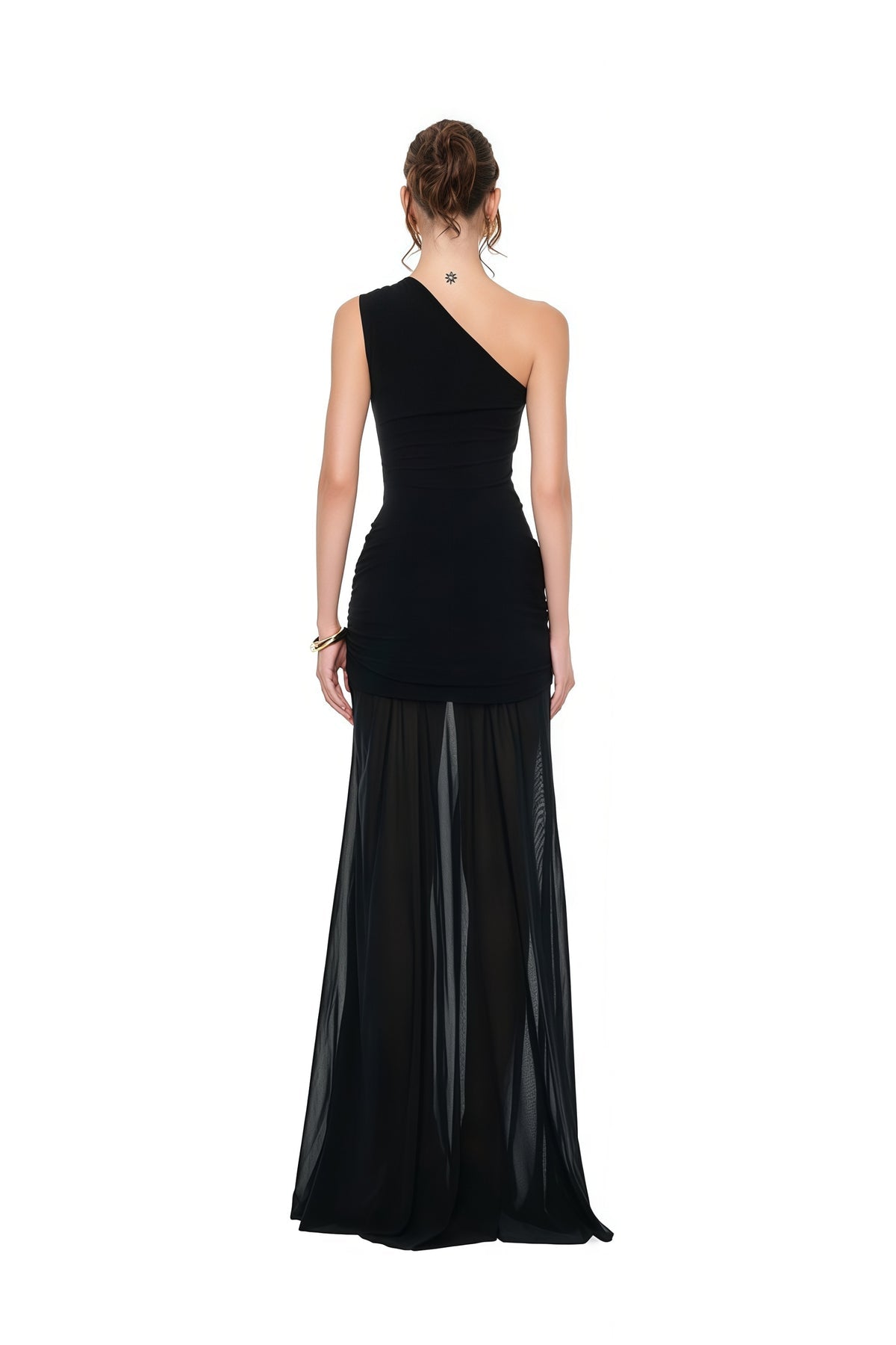 Black One Shoulder Cut Out Maxi Dress