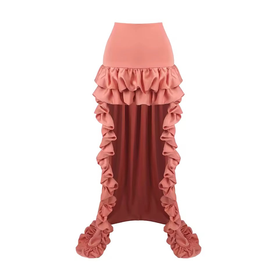 Irregular Hem Ruffles Patchwork Sweet skirt