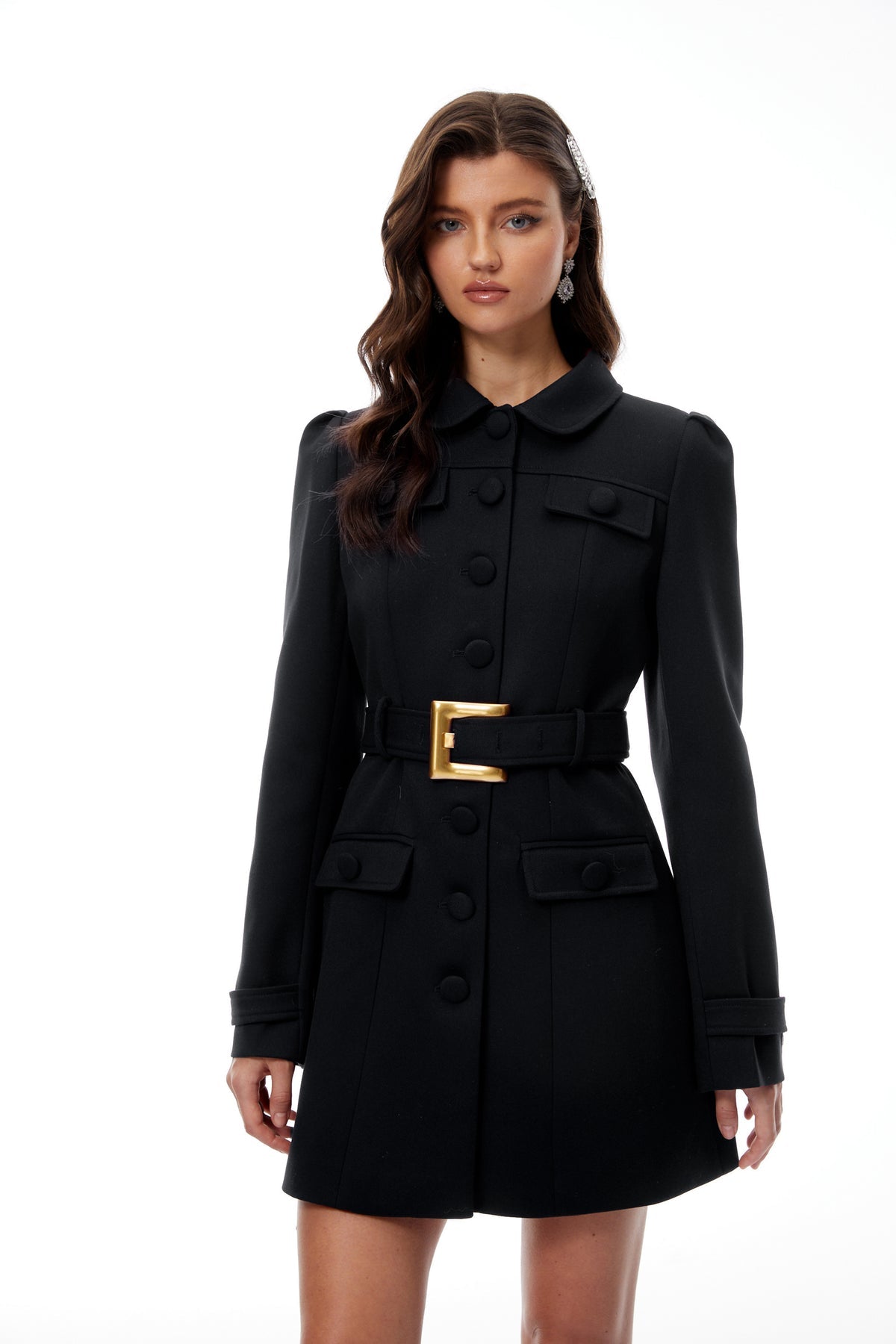 Black Belted Mini Blazer Dress