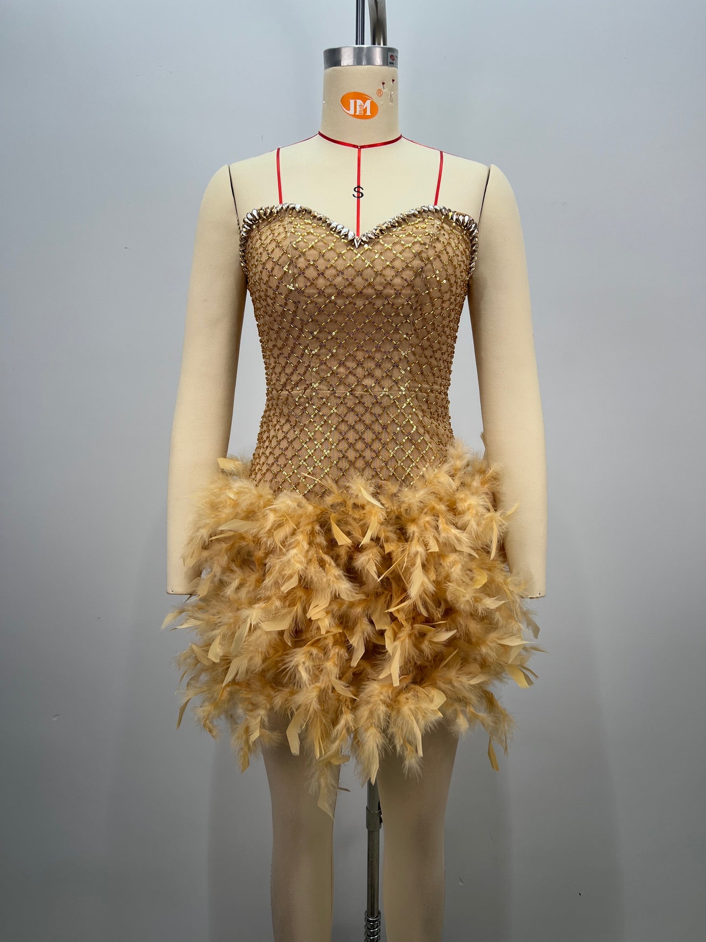 Feathers Short Prom Dress Beads dress