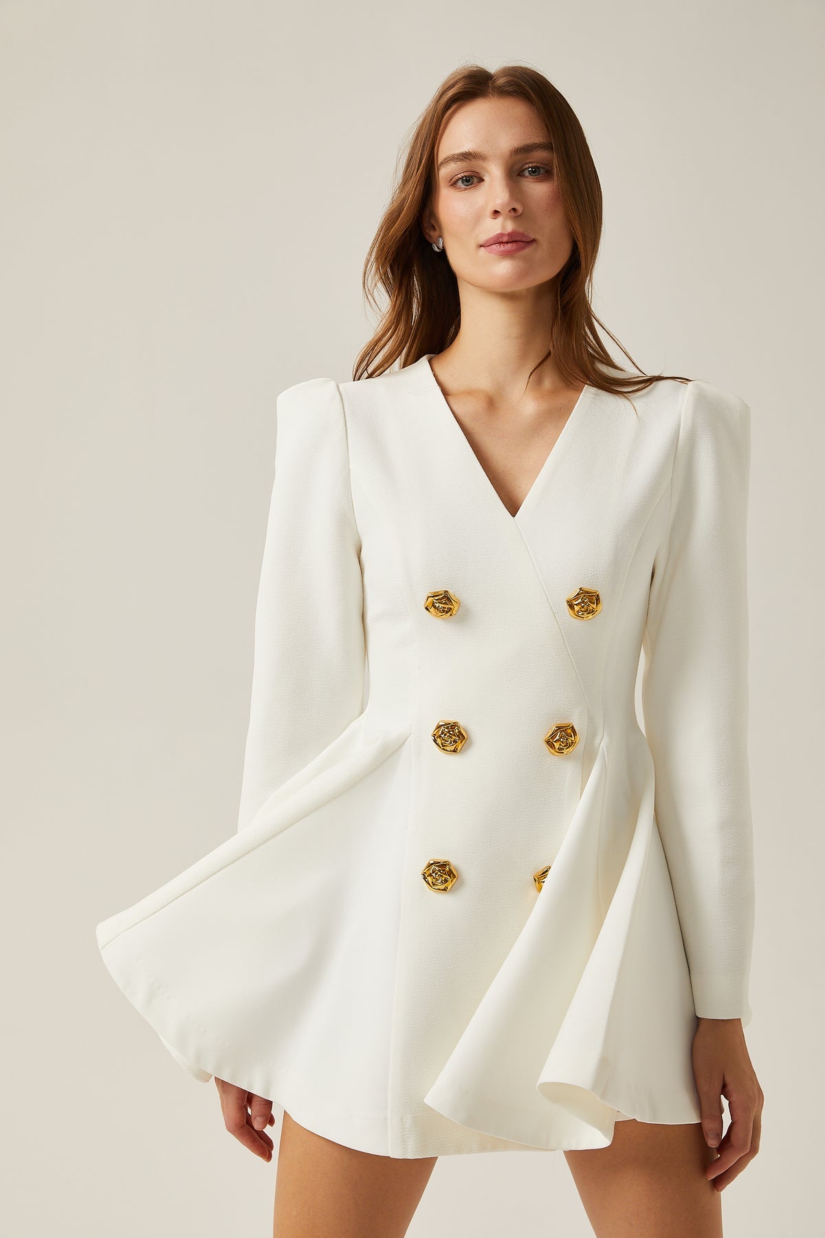 peplum-hem blazer dress in White