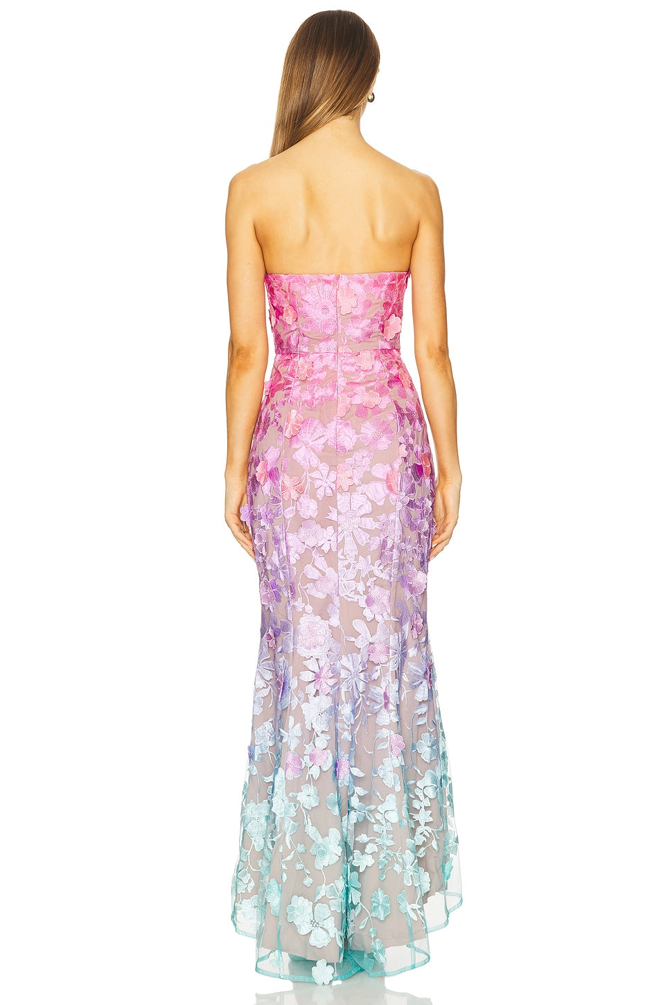 Sleeveless Strapless Appliques Embroidery Slim Dress  Flower Long Dress