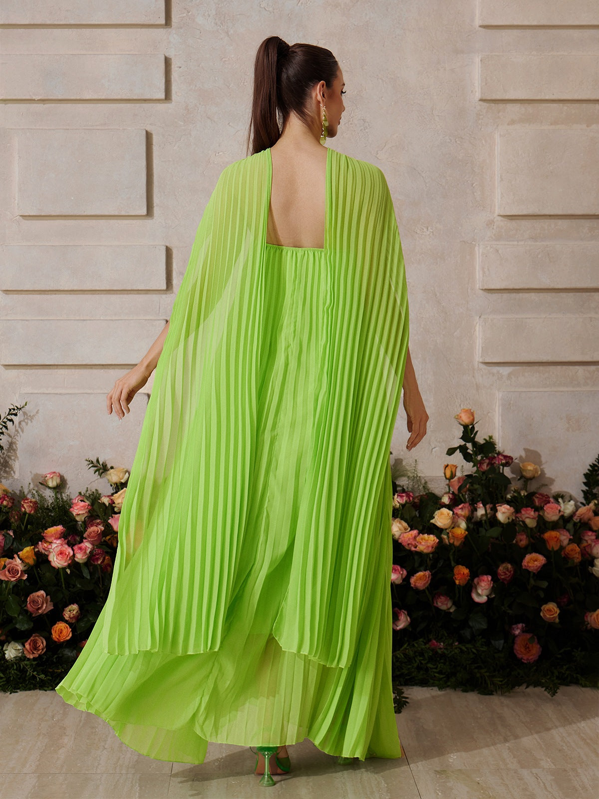 Vacation Seaside Chiffon Halter Long Green Fairy Dress