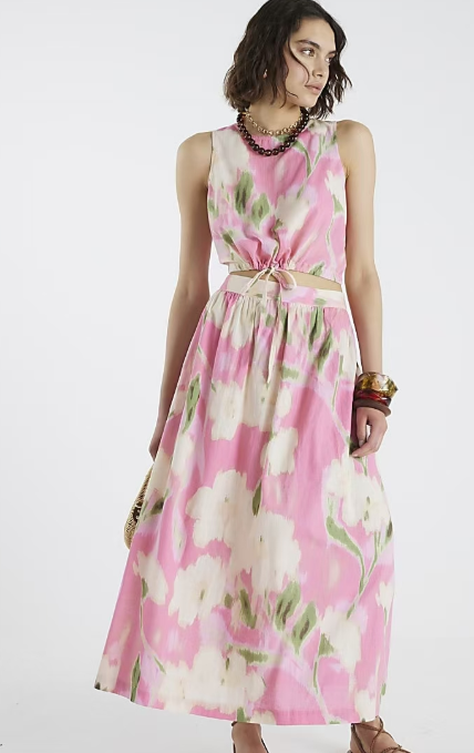 Printed Midi Skirt Two Piece Sets