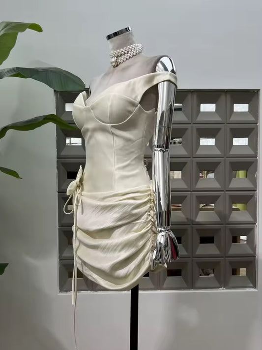 Sleeveless Off The Shoulder Floral Design Mini Dress