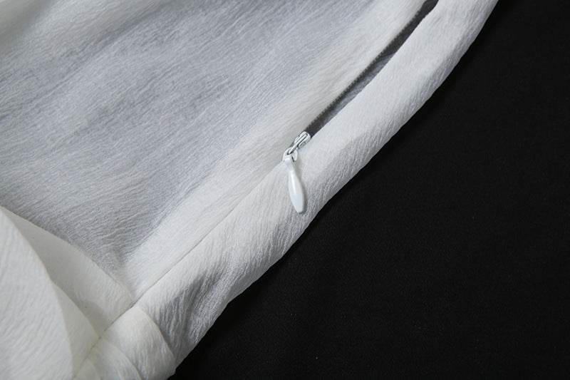 Polo Collar V Neck Flared Sleeves Voile Slim Fit Dress - REBECATHELABEL