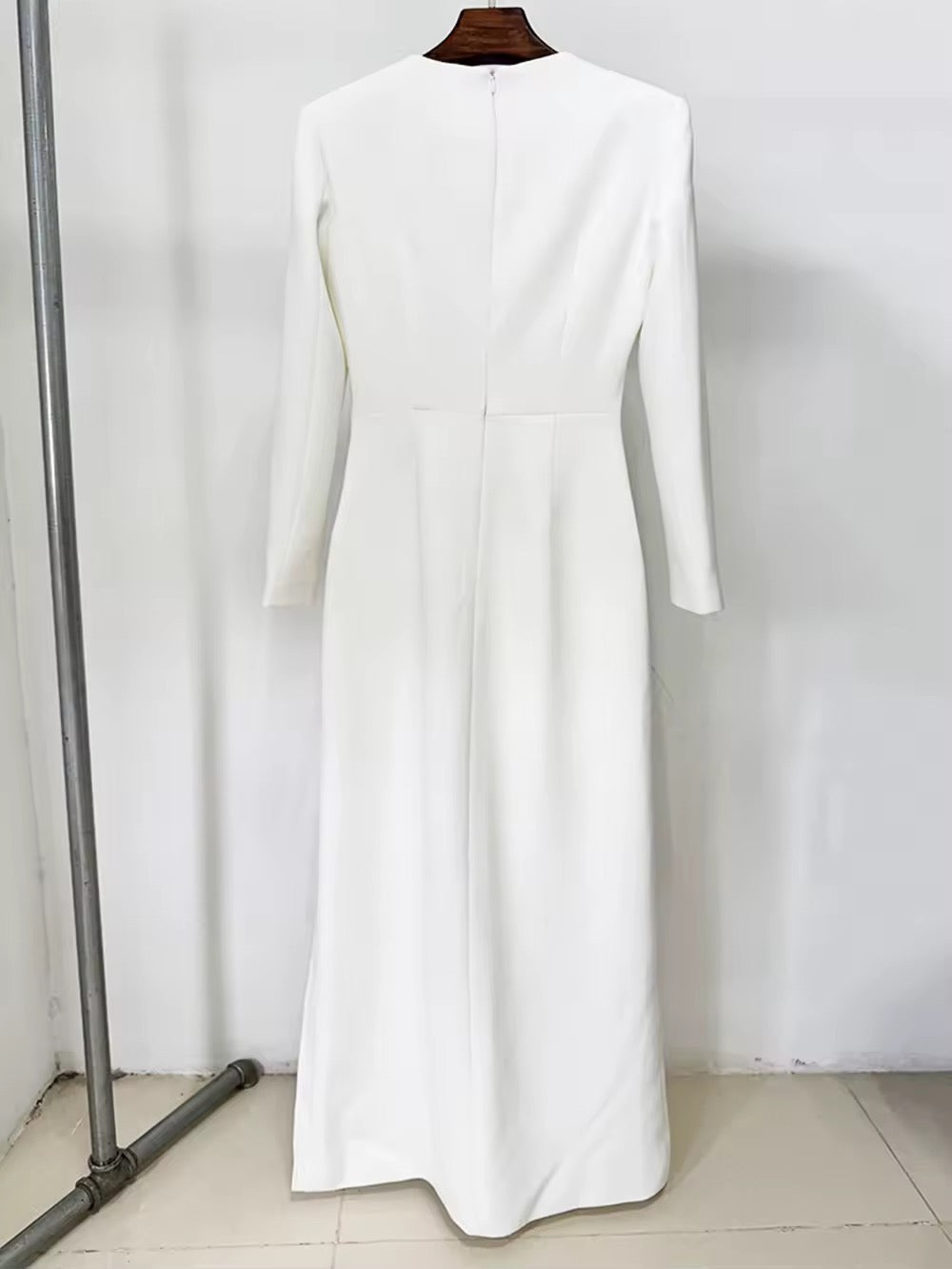 Bead Slim White dress