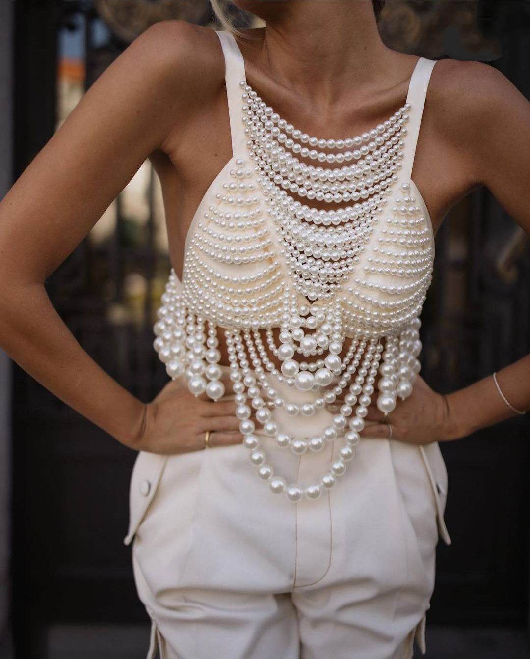 Alaine pearl top - REBECATHELABEL