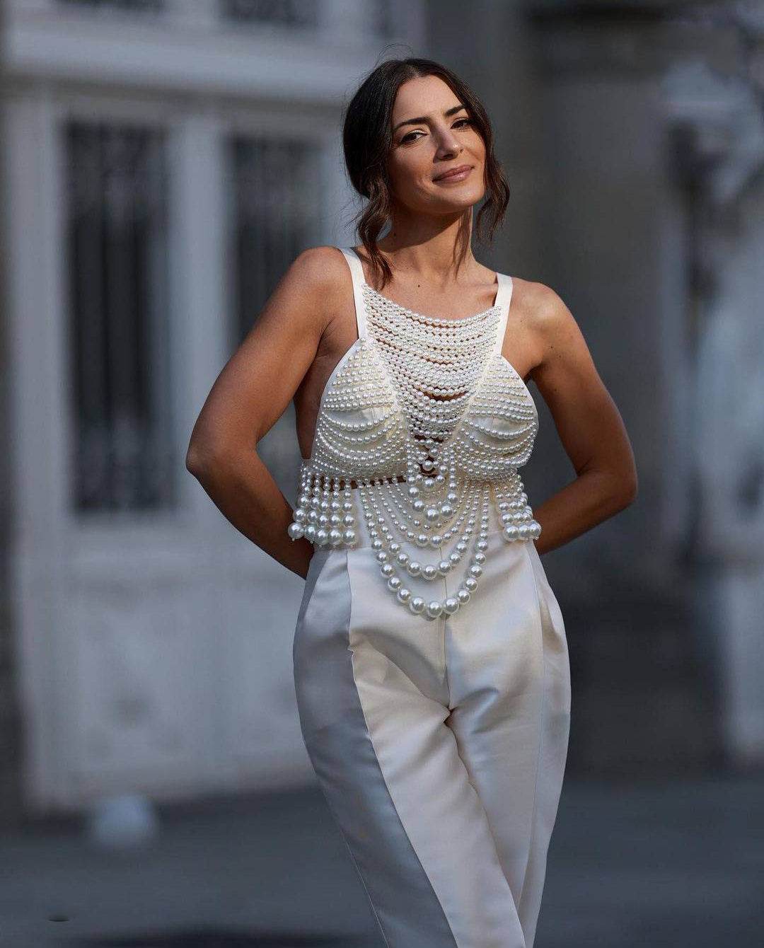 Alaine pearl top - REBECATHELABEL