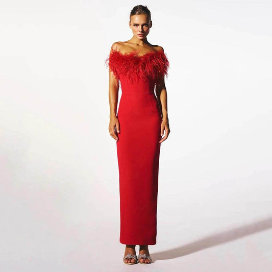 Alicia feather midi dress - REBECATHELABEL