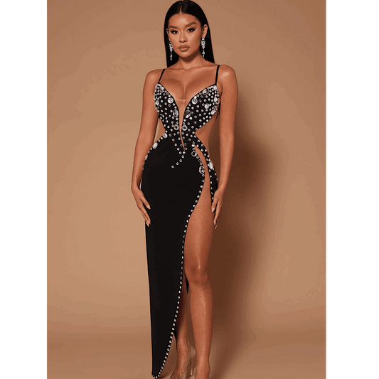 Aliyah diamond high slit dress - REBECATHELABEL