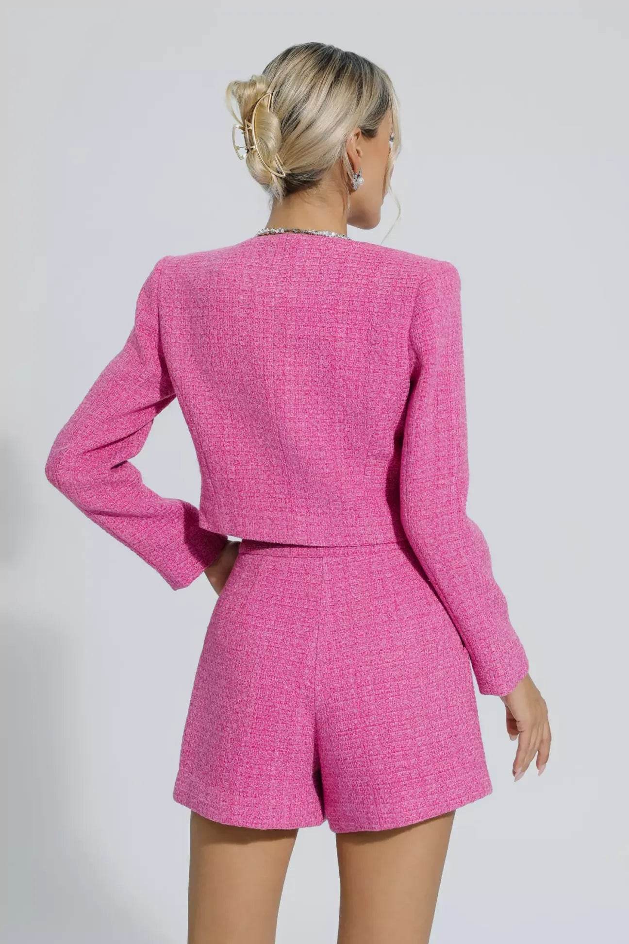 Amaia Rose Red Woolen Blazer Set - REBECATHELABEL