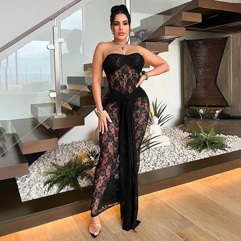 Lace Corset Backless Midi Dress - REBECATHELABEL