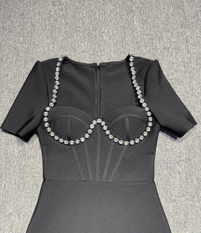 Open-Back Diamond Embellished Birthday Dress