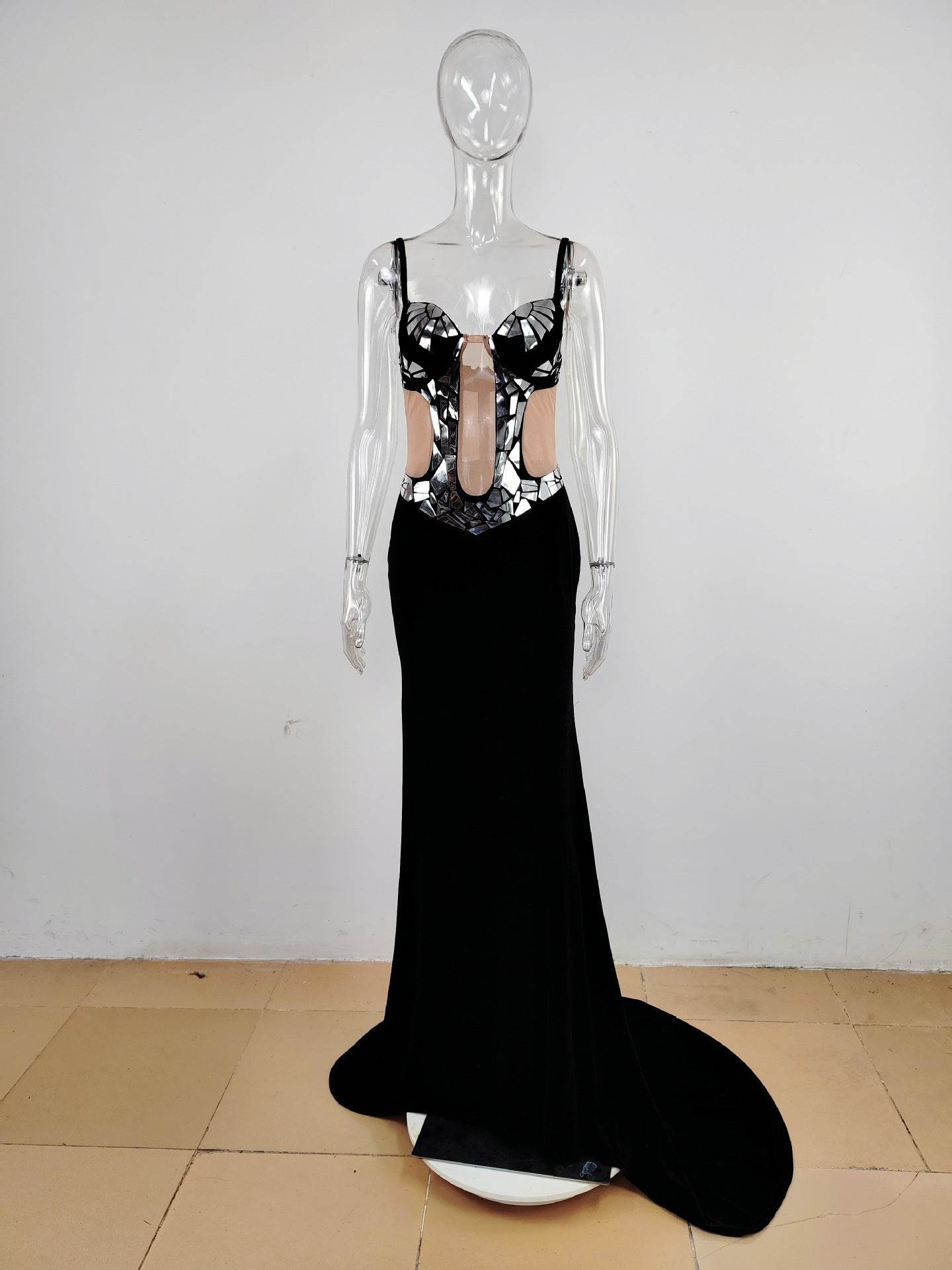 Backless Spaghetti Straps Sequin Mop Sequined Dress - REBECATHELABEL