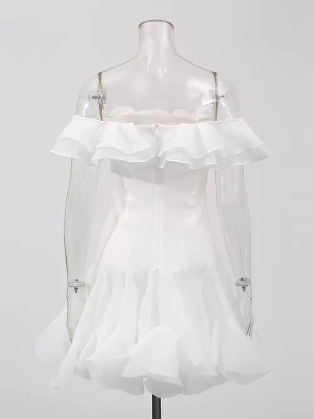 Ruffles Slim Breasted Mini Dress