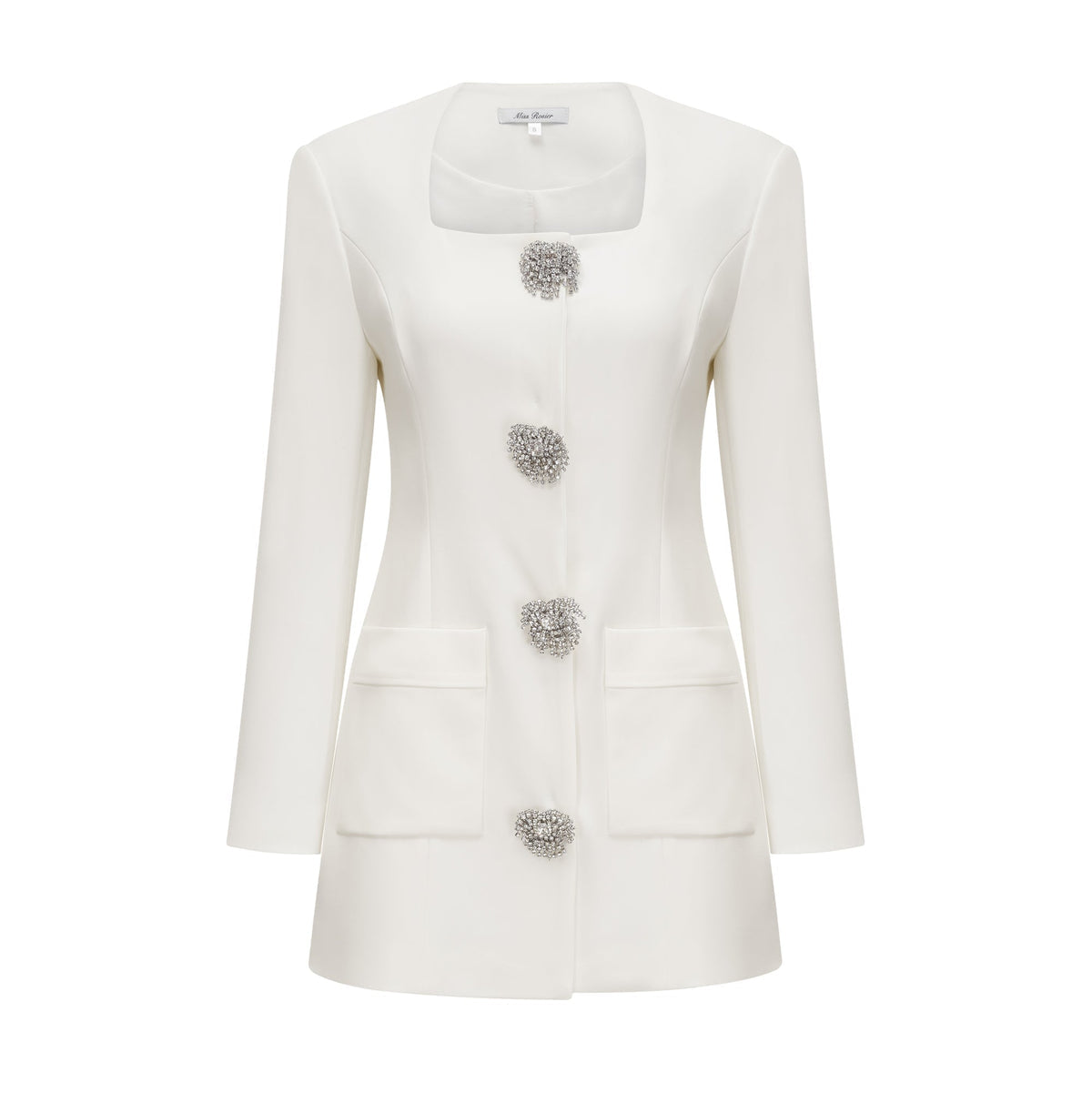 White Crystal Embellished Mini Dress