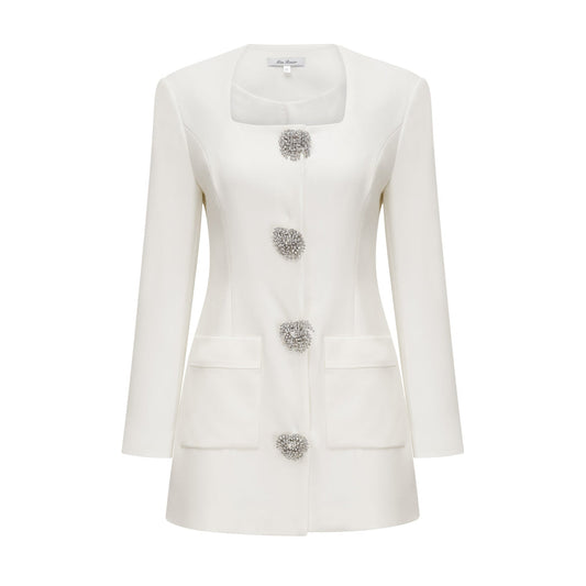 White Crystal Embellished Mini Dress