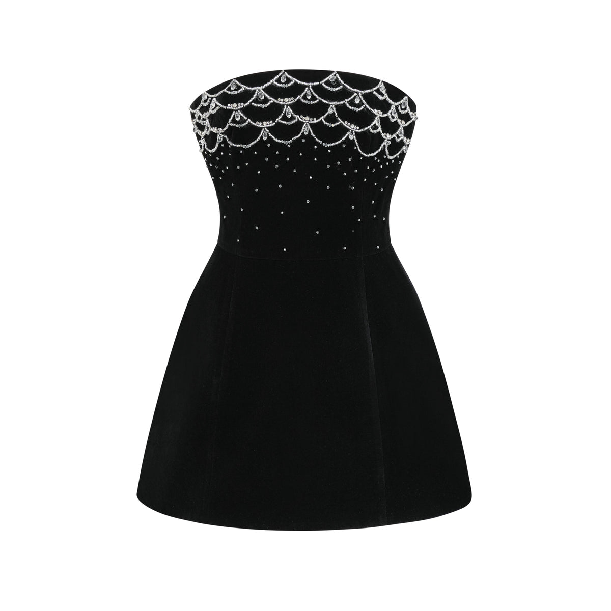 crystal-embellished velvet mini dress