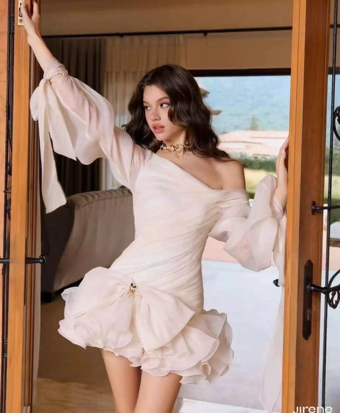 Solid Spliced Appliques Slimming Mini Dress